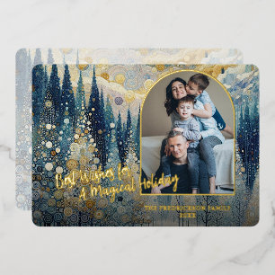 Trendy Artistieke Klassieke Winter Wonderland Kuns Folie Feestdagenkaart