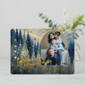 Trendy Artistieke Klassieke Winter Wonderland Kuns Folie Feestdagenkaart (Staand Voorkant)