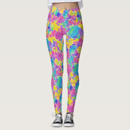 Trendy Artistieke Kleurrijke Aquarel Spatten Patro Leggings