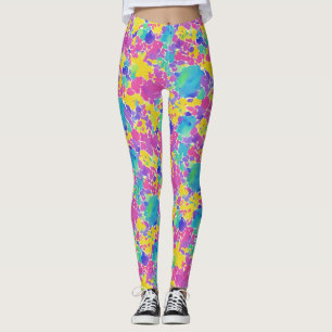 Trendy Artistieke Kleurrijke Aquarel Spatten Patro Leggings