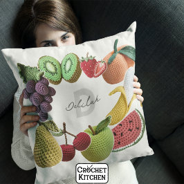 Trendy Artistieke Regenboog Haakfruit Collage Kussen