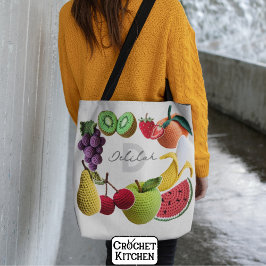 Trendy Artistieke Regenboog Haakfruit Collage Tote Bag