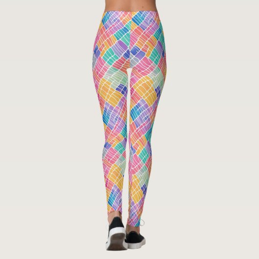 Trendy Artsy Abstract Rainbow Waterverf Pattern Leggings (Achterkant)