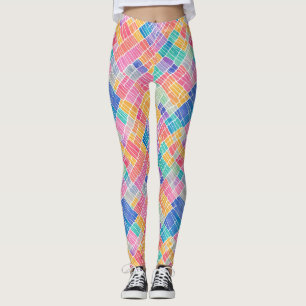 Trendy Artsy Abstract Rainbow Waterverf Pattern Leggings