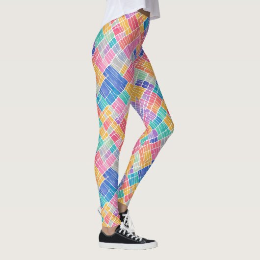 Trendy Artsy Abstract Rainbow Waterverf Pattern Leggings (Rechts)
