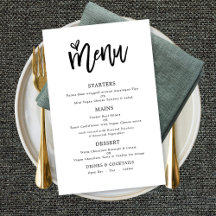 Trendy Artsy Script Text Only Wedding Menu