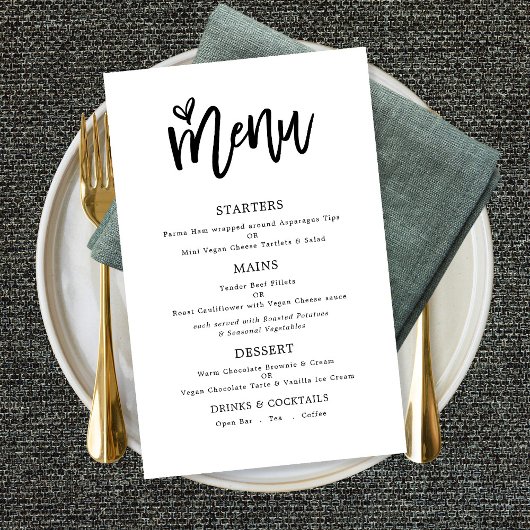 Trendy Artsy Script Text Only Wedding Menu Poster