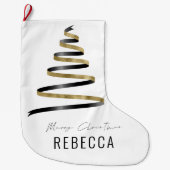 Trendy Artsy Tree Goud Zwart Naam Merry Grote Kerstsok (Voorkant)