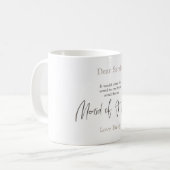 Trendy Arty Brown Script Maid of Honor verzoek Koffiemok (Voorkant links)