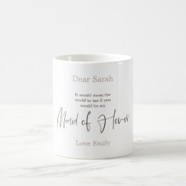 Trendy Arty Brown Script Maid of Honor verzoek Koffiemok