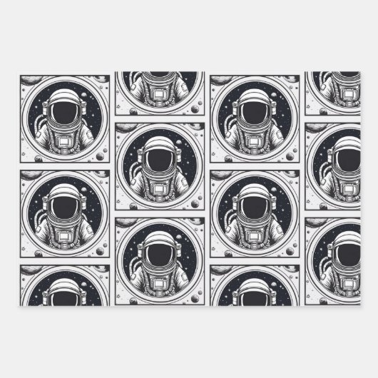 Trendy Astronaut Wrap Paper Flat Sheet Set van 3 (Voorkant)