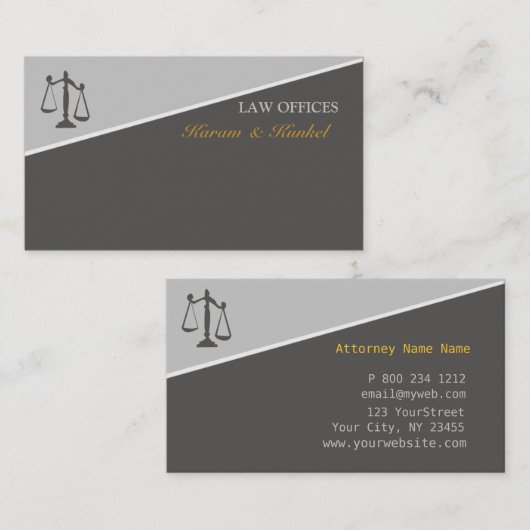 Trendy Attorney Law en Justice Scales of Justice Visitekaartje (Voorkant / Achterkant)