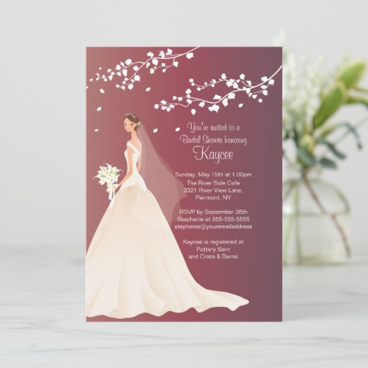 Trendy Autumn Crimson Vrijgezellenfeest Invite Kaart (Staand voorkant)