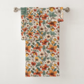 Trendy Autumn Garden Olive Rust Personalized Towel Bad Handdoek (Insitu)
