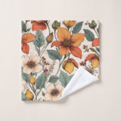 Trendy Autumn Garden Olive Rust Personalized Towel Bad Handdoek (Wasdoekje)