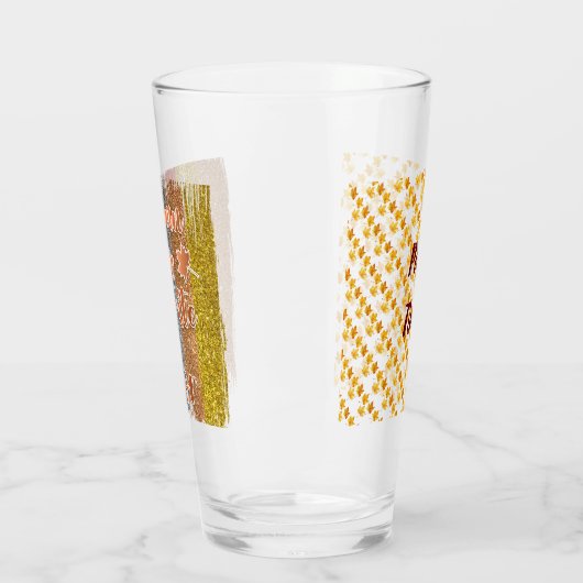 Trendy Autumn Glitter Leaves Glas (Links)