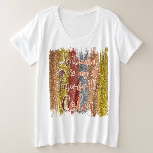 Trendy Autumn Glitter Leaves Grote Maat T-shirt (Design voorkant)