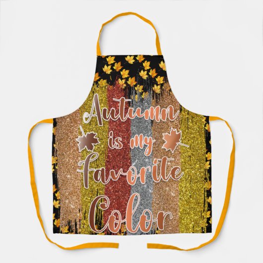 Trendy Autumn Glitter Leaves Schort (Voorkant)