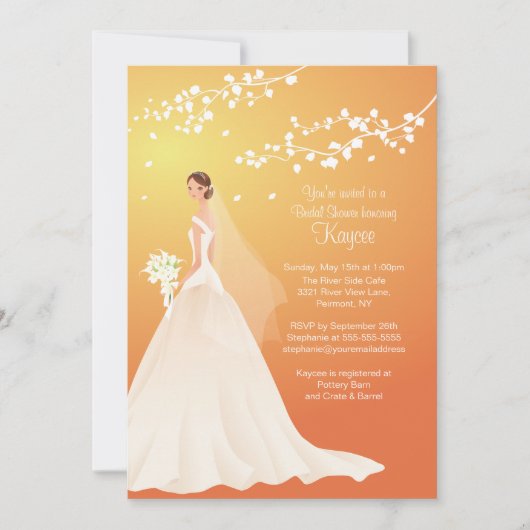 Trendy Autumn Gold Bride Vrijgezellenfeest Invite Kaart (Voorkant)