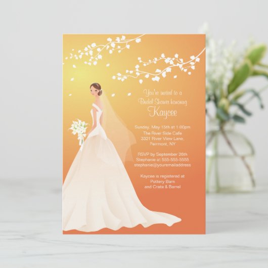 Trendy Autumn Gold Bride Vrijgezellenfeest Invite Kaart (Staand voorkant)