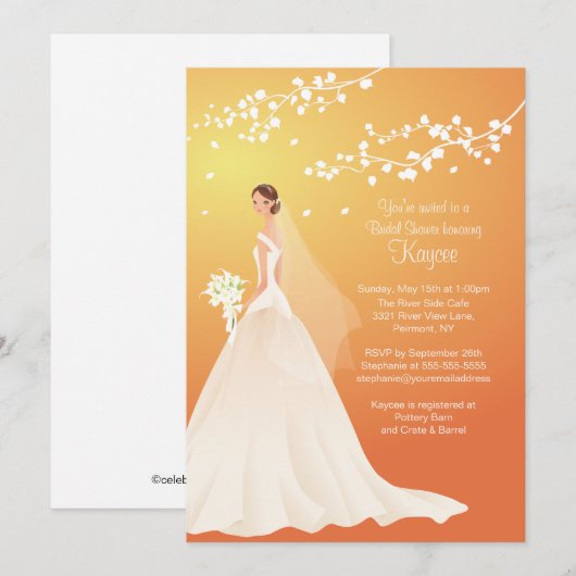 Trendy Autumn Gold Bride Vrijgezellenfeest Invite Kaart (Voorkant / Achterkant)