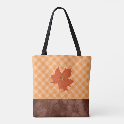 Trendy Autumn Plaid Maple Leaf  Tote Bag (Achterkant)