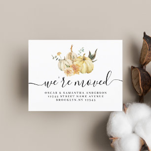 Trendy Autumn Waterverf Pumpkin & Flowers Aankondigingskaart