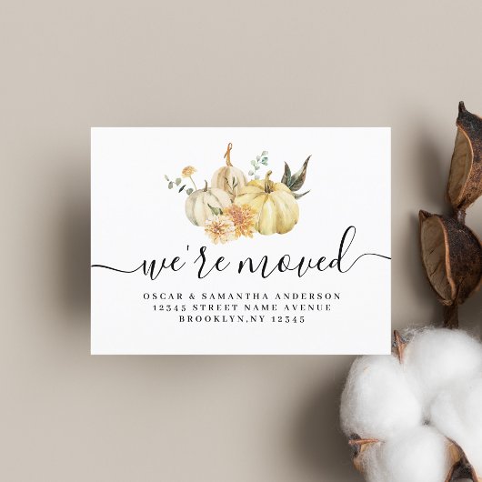 Trendy Autumn Waterverf Pumpkin & Flowers Aankondigingskaart