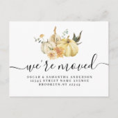 Trendy Autumn Waterverf Pumpkin & Flowers Aankondigingskaart (Voorkant)