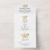 Trendy Autumn Waterverf Pumpkin & Flowers All In One Uitnodiging (Binnen)