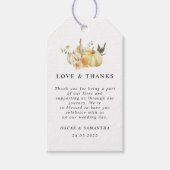 Trendy Autumn Waterverf Pumpkin & Flowers Cadeaulabel (Voorkant)