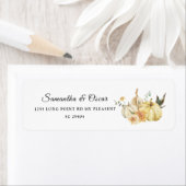 Trendy Autumn Waterverf Pumpkin & Flowers Etiket (Insitu)