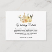 Trendy Autumn Waterverf Pumpkin & Flowers Informatiekaartje (Voorkant)