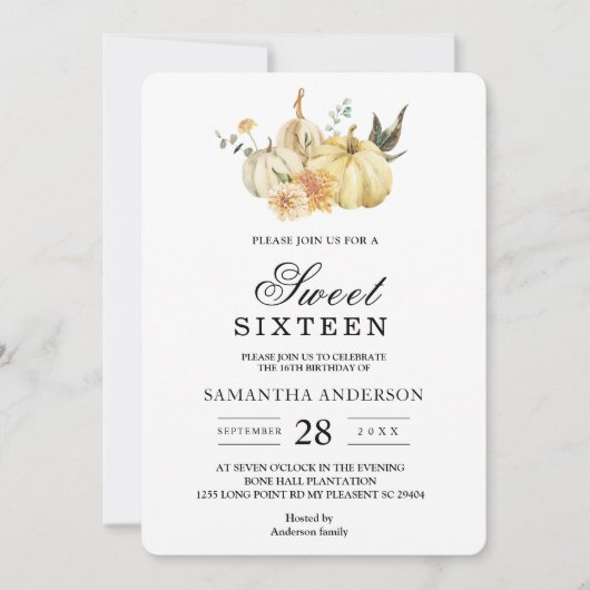 Trendy Autumn Waterverf Pumpkin & Flowers Kaart (Voorkant)