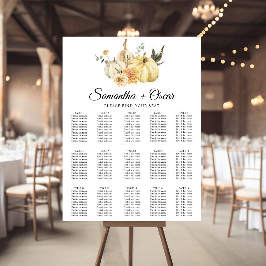 Trendy Autumn Waterverf Pumpkin & Flowers Poster