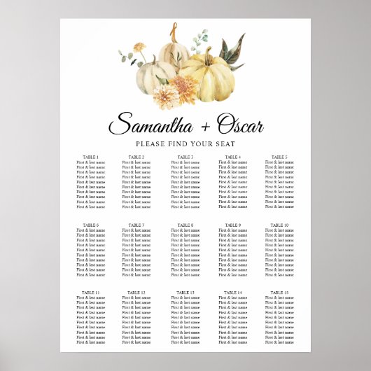 Trendy Autumn Waterverf Pumpkin & Flowers Poster (Voorkant)