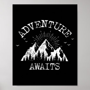 Trendy Avontuur Wacht op Reis Kamperen Vintage Poster