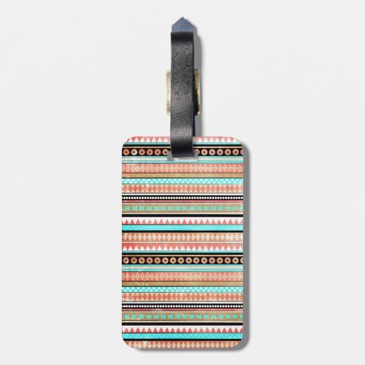 Trendy aztec bagagelabel (Achterkant verticaal)