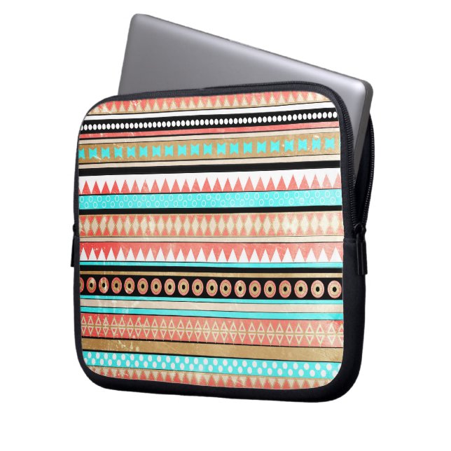 Trendy aztec laptop sleeve (Voorkant Links)