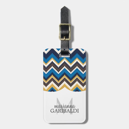 Trendy Aztec Print Personalized Bagagelabel (Voorkant verticaal)