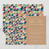 Trendy Aztec Triangles Couples Shower Party Invite Kaart (Voorkant / Achterkant)