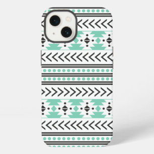 Trendy Aztec Tribal Print Geometric Pattern Green iPhone 13 Hoesje