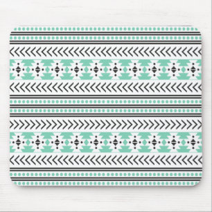 Trendy Aztec Tribal Print Geometric Pattern Green Muismat