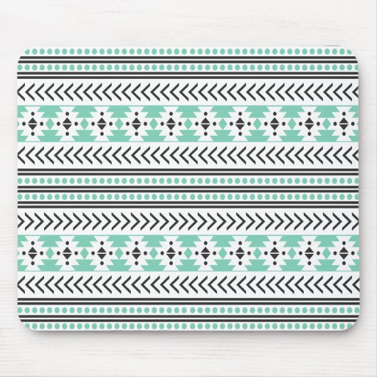 Trendy Aztec Tribal Print Geometric Pattern Green Muismat (Voorkant)