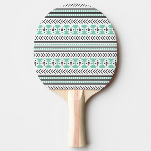 Trendy Aztec Tribal Print Geometric Pattern Green Tafeltennisbatje (Voorkant)