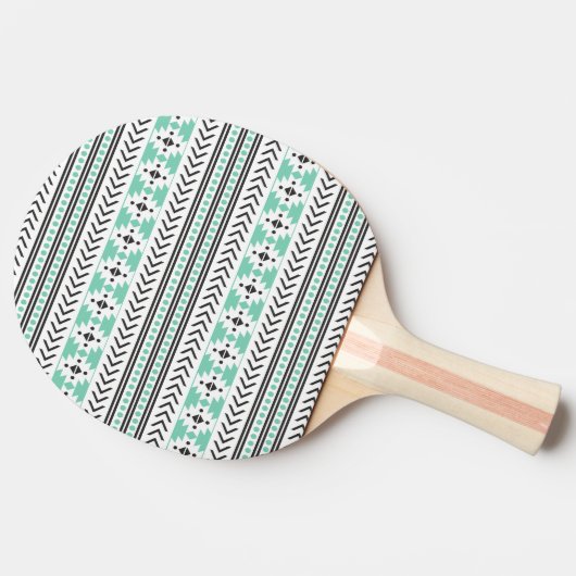 Trendy Aztec Tribal Print Geometric Pattern Green Tafeltennisbatje (Zijkant)