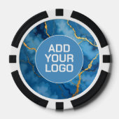 Trendy Azure Blauwe Goud Marmer Collectie Poker Chips (Voorkant)