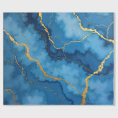 Trendy Azure Blue Gold Marble Collectie Cadeaupapier (Vlak)