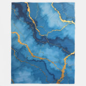 Trendy Azure Blue Gold Marble Collectie Fleece Deken (Voorkant)