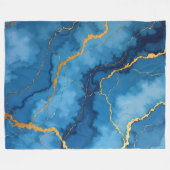 Trendy Azure Blue Gold Marble Collectie Fleece Deken (Voorkant (Horizontaal))